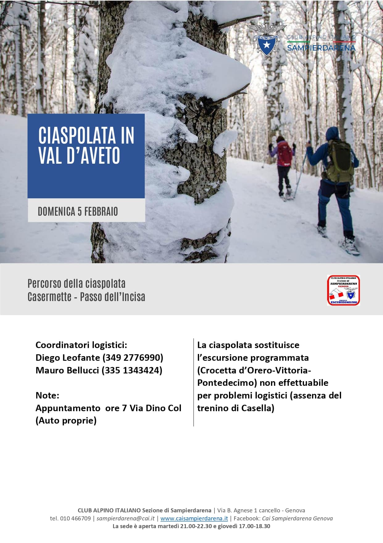 5 Febbraio 2023 – Ciaspolata in Val D’Aveto