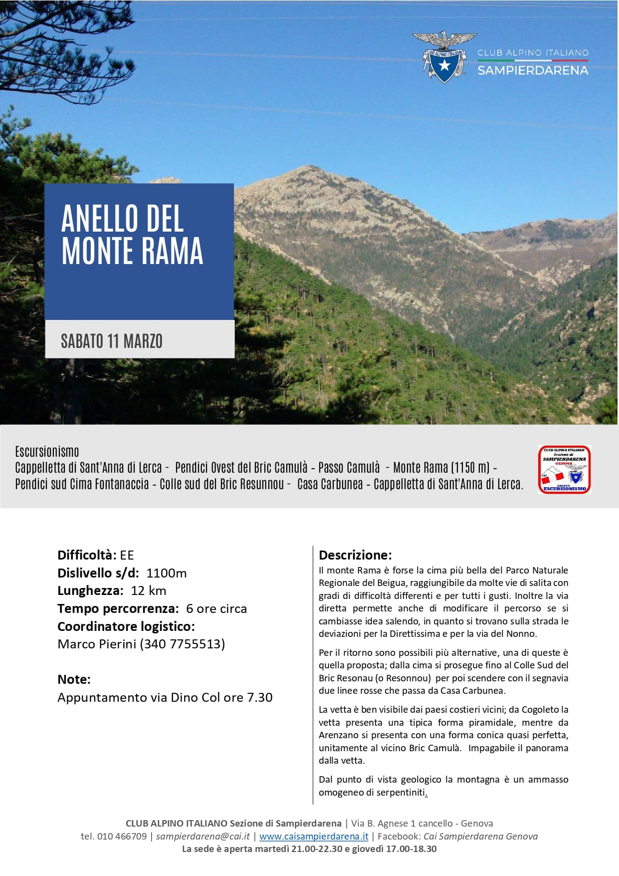 11 Marzo 2023 – Escursionismo – Anello del Monte Rama