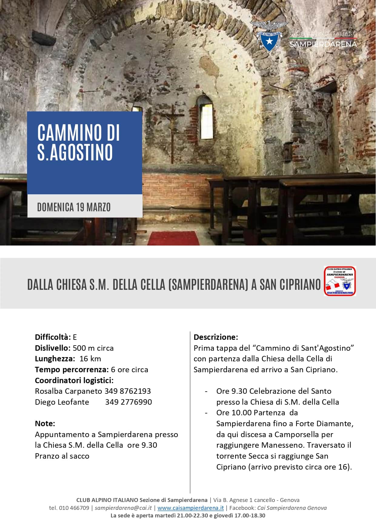 19 marzo 2023 – Escursionismo – Il Cammino di S.Agostino