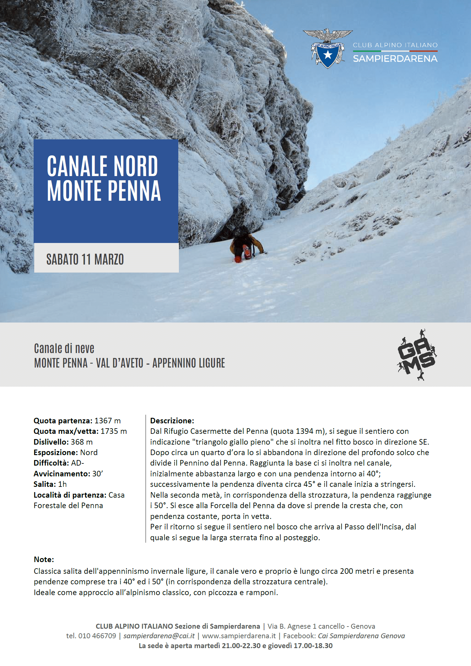 11 marzo 2023 – GAMS – Canale Nord Monte Penna