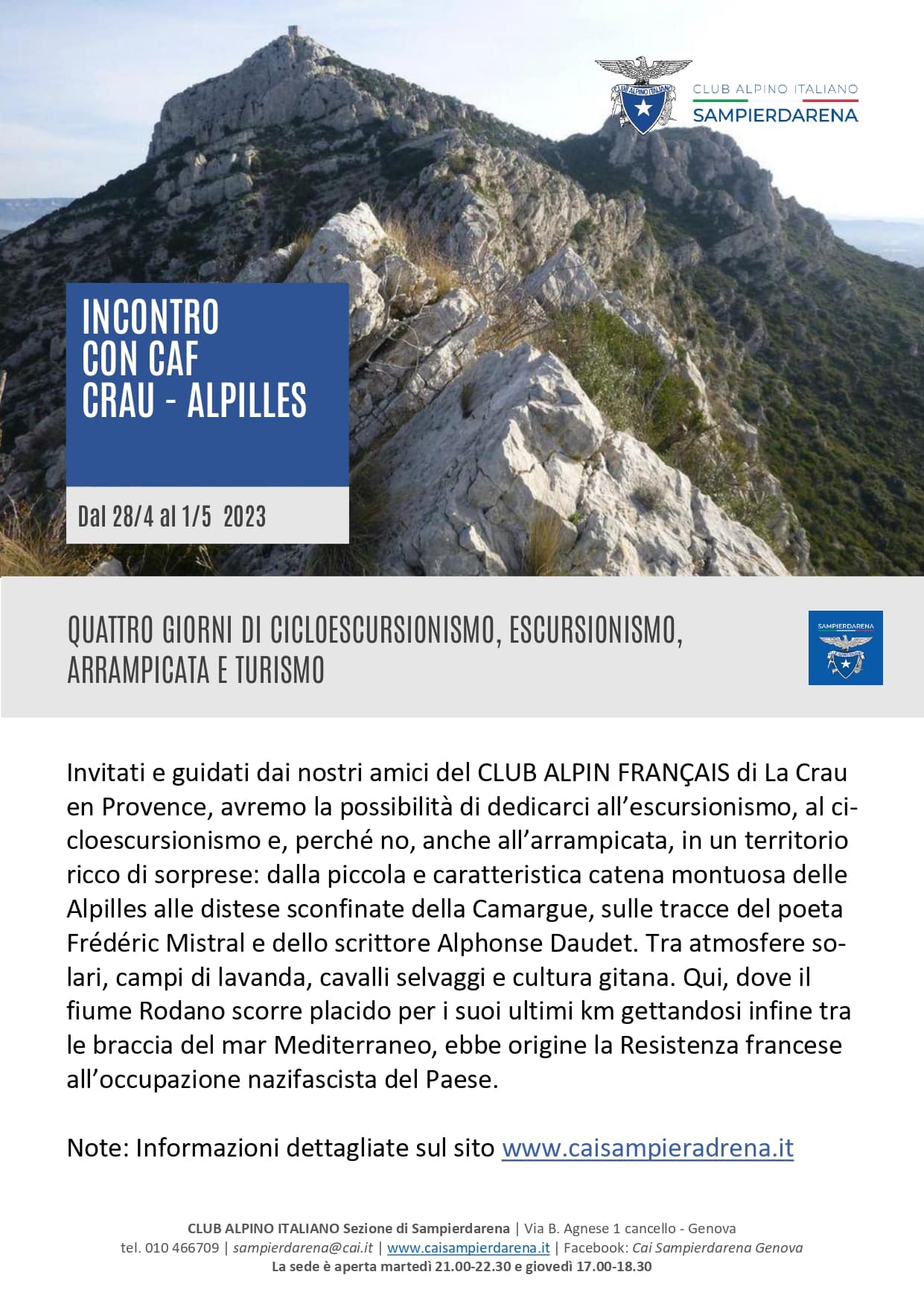 28 aprile – 1 Maggio 2023 – Incontro con CAF CRAU-ALPILLES