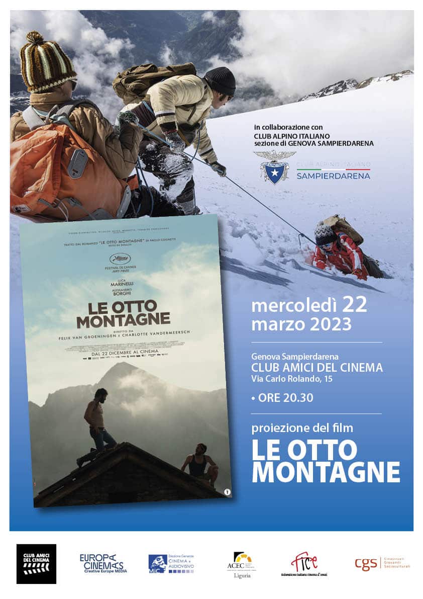 22 marzo 2023 – Club Amici del Cinema – Proiezione del film “Le otto montagne”