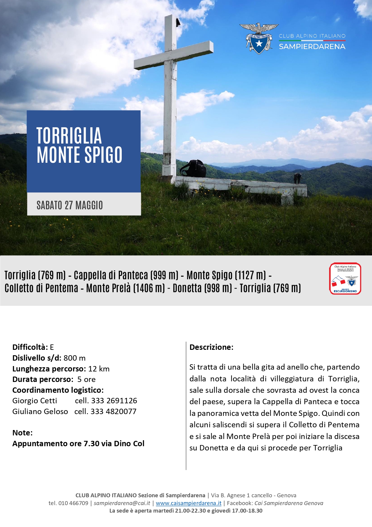 27 Maggio – Escursionismo (Gruppo 2) – Torriglia-Monte Spigo