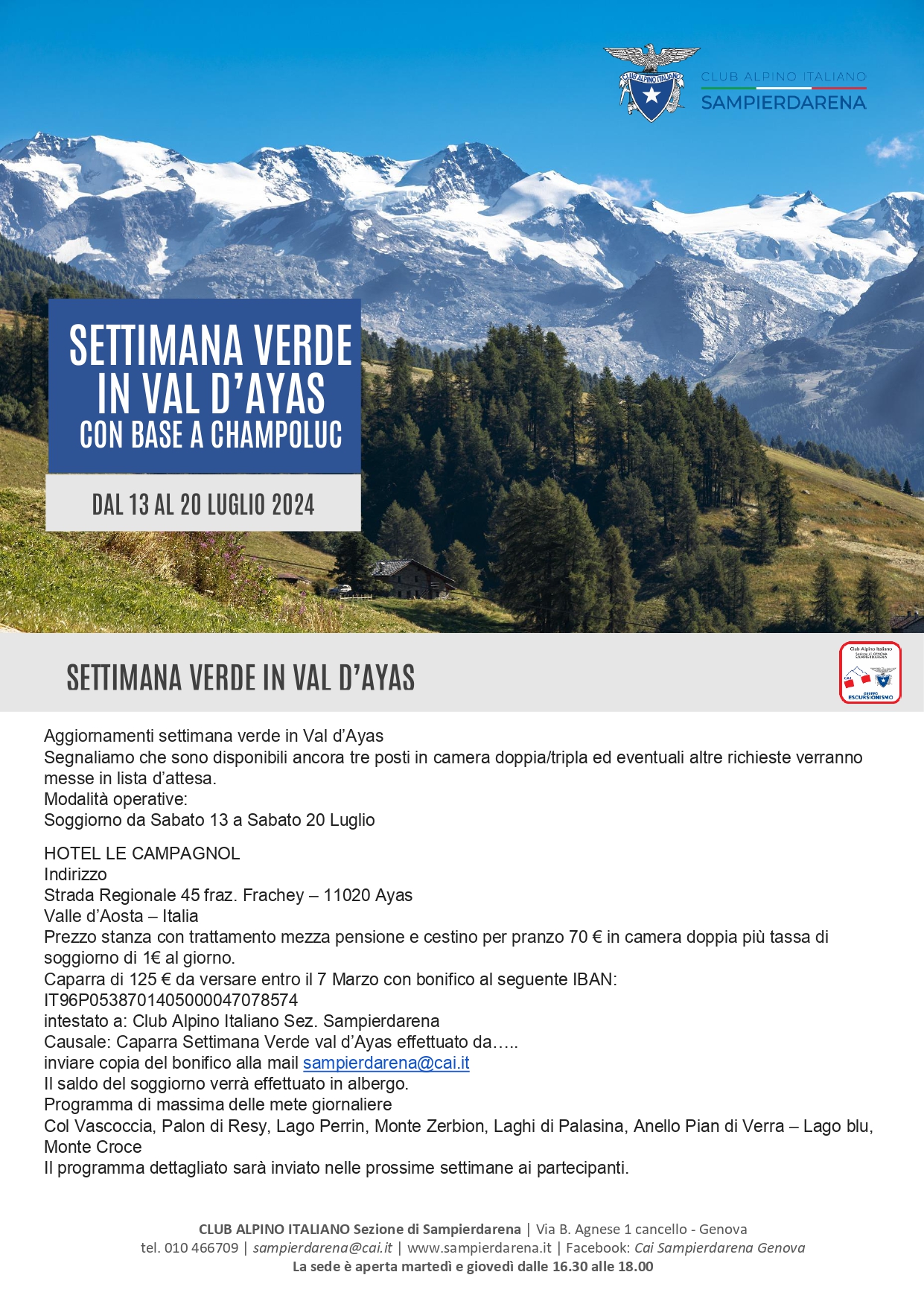 Settimana Verde in Val d’Ayas – Aggiornamenti
