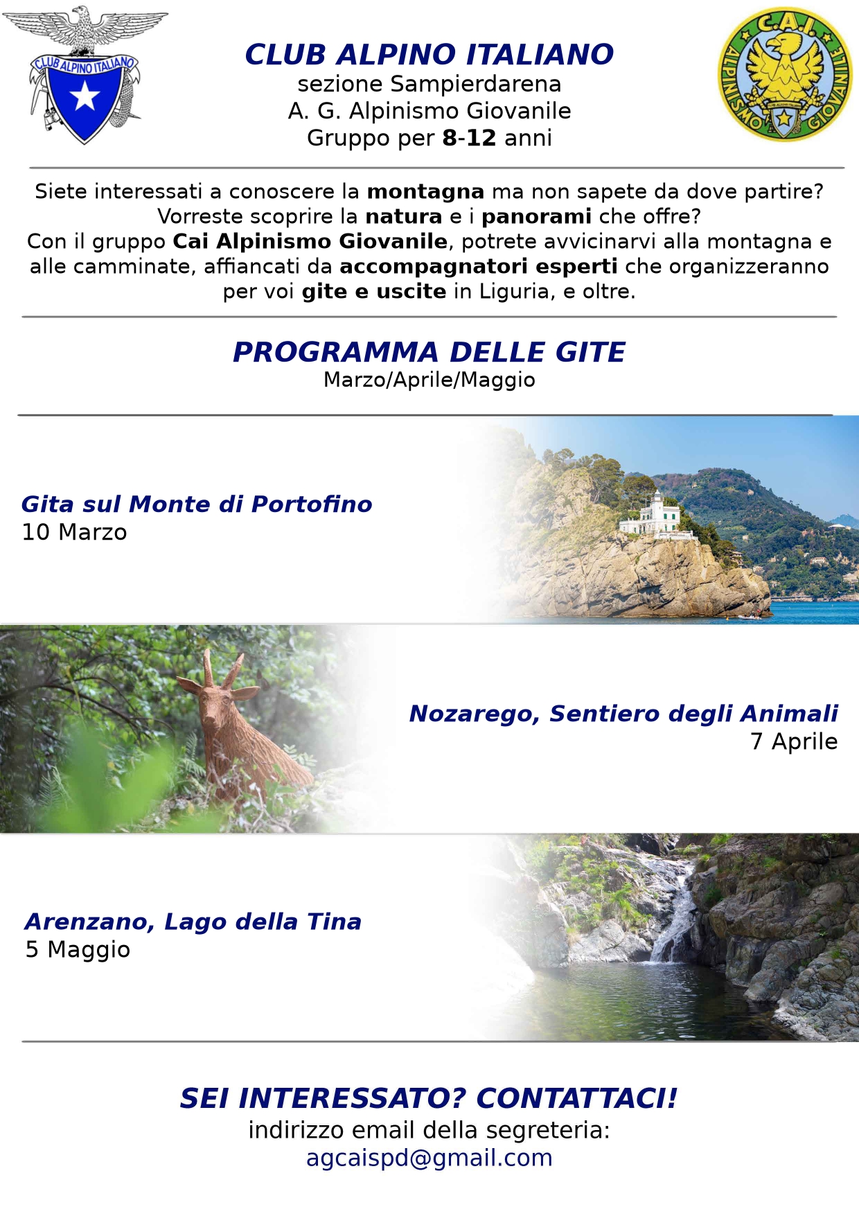 Alpinismo Giovanile – Programma Gite Marzo-Aprile-Maggio