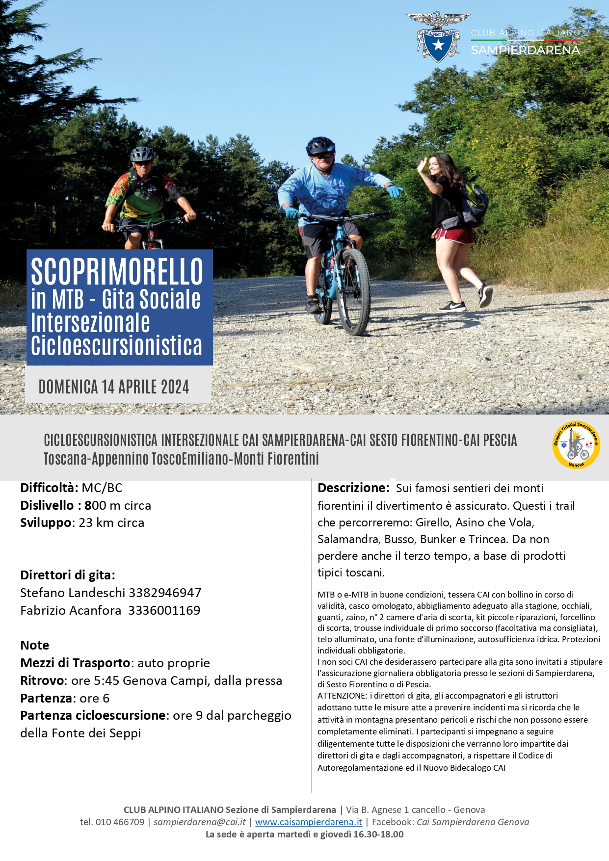 Domenica 14 Aprile – Cicloescursionismo – SCOPRIMORELLO in MTB