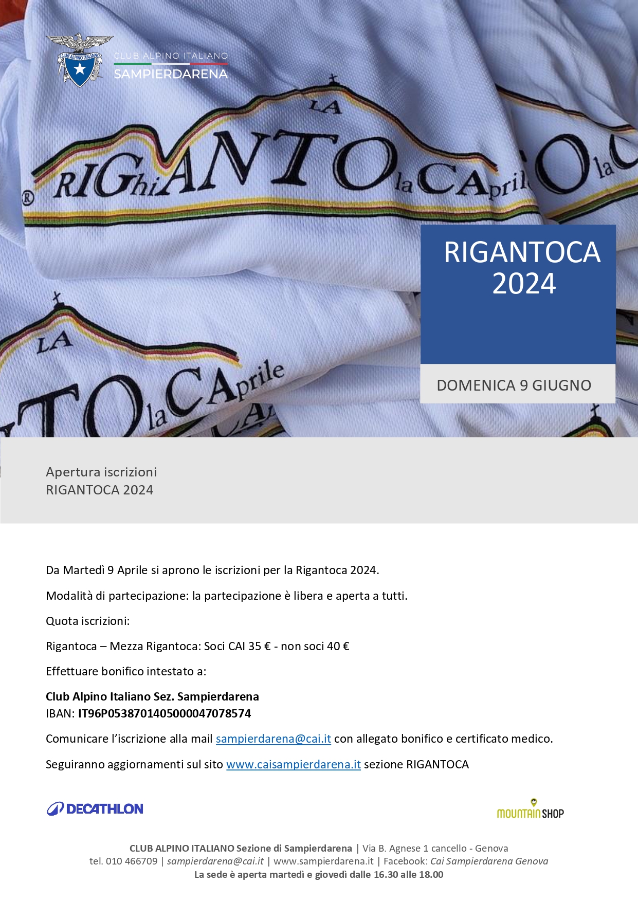 Domenica 9 Giugno – RIGANTOCA