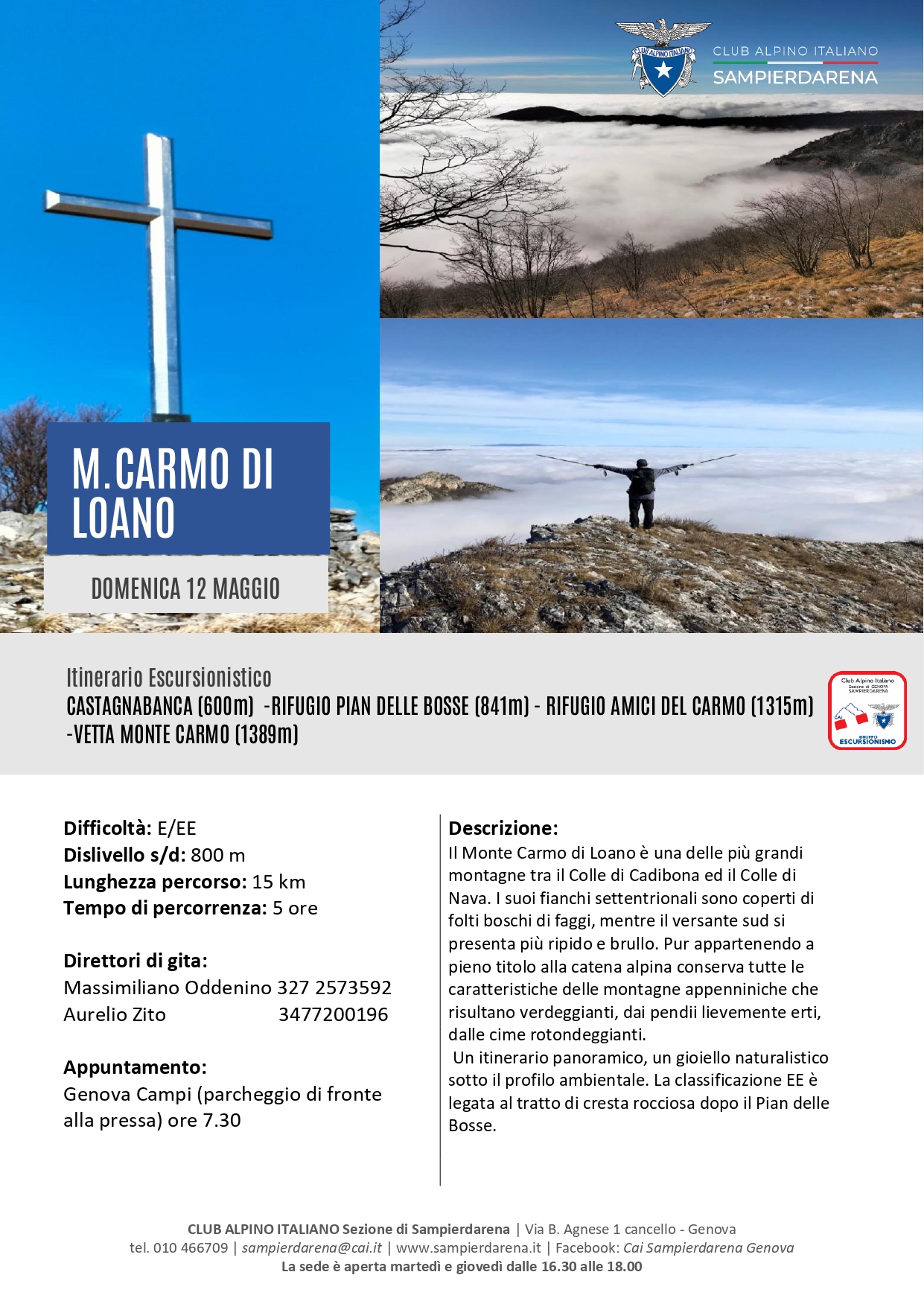 Domenica 12 Maggio – Escursionismo – Monte Carmo di Loano