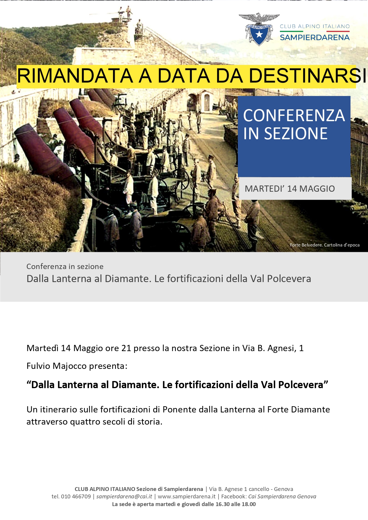 Martedi 14 Maggio ore 21 – Conferenza in Sezione RIMANDATA