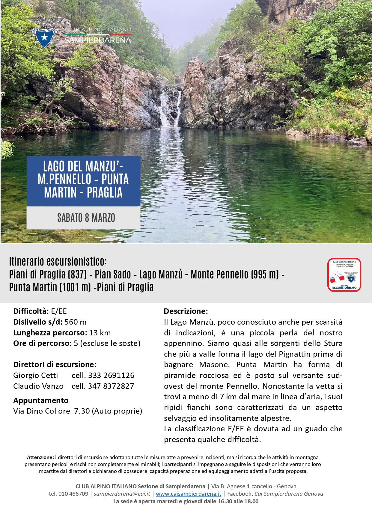 Sabato 8 Marzo – Escursionismo – Lago Manzù