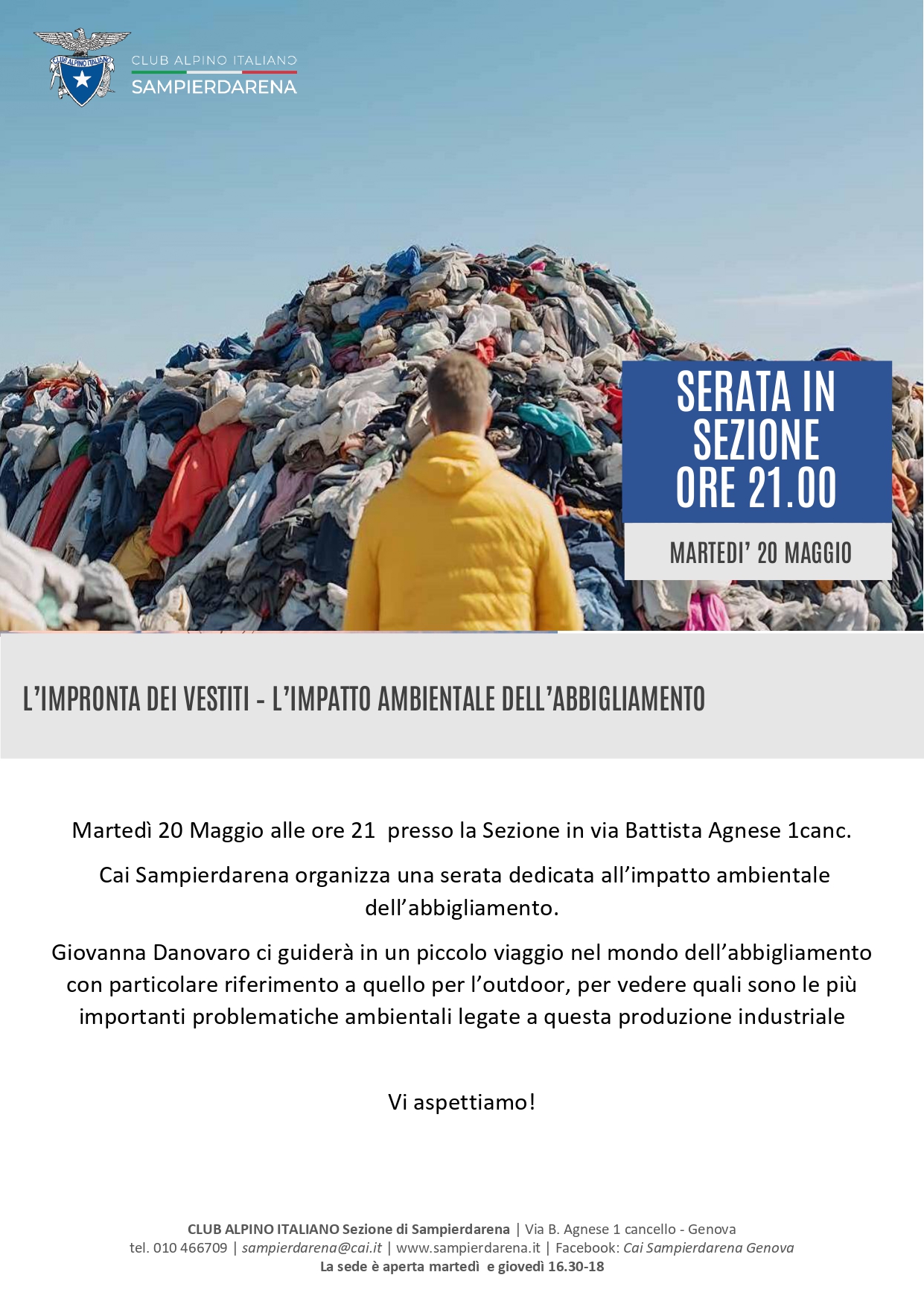 Martedì 20 Maggio ore 21 – Serata in Sezione – L’impronta dei vestiti
