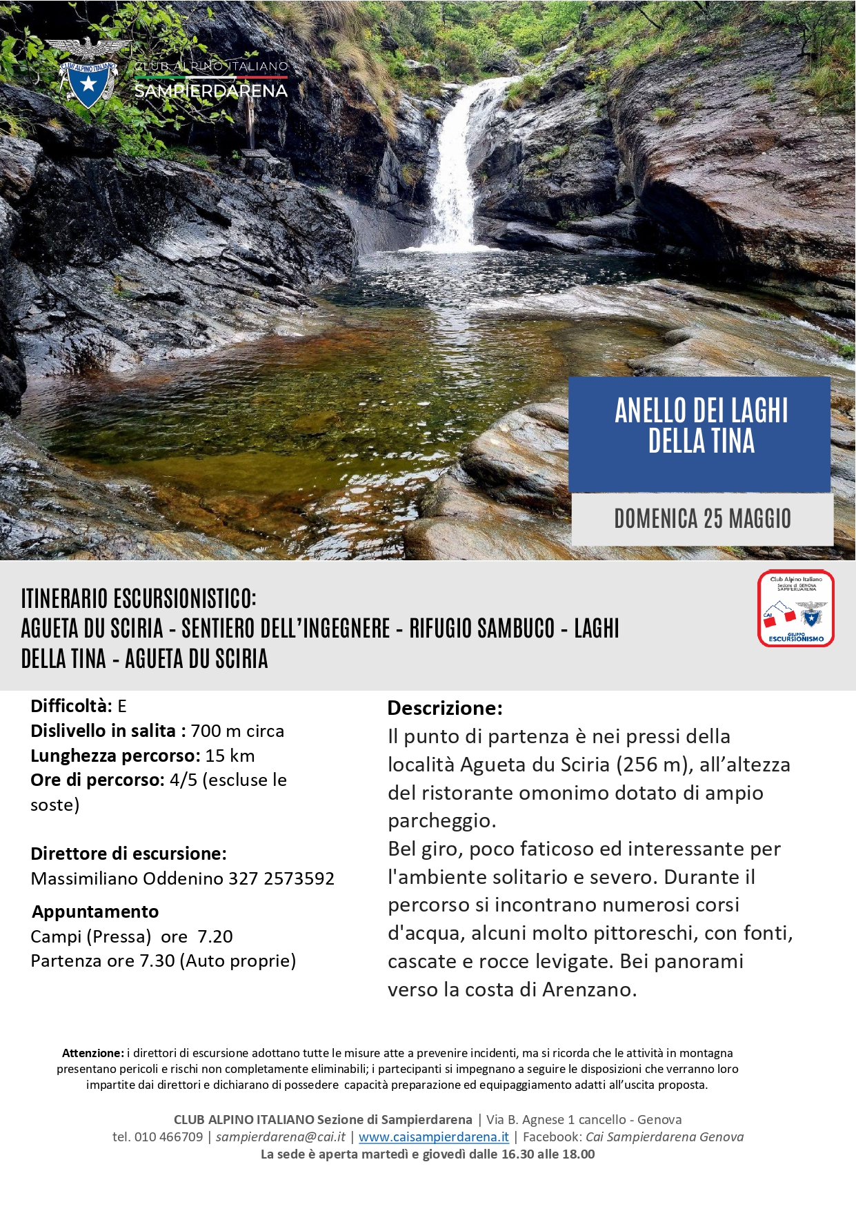 Domenica 25 Maggio –  Escursionismo – Anello dei Laghi della Tina
