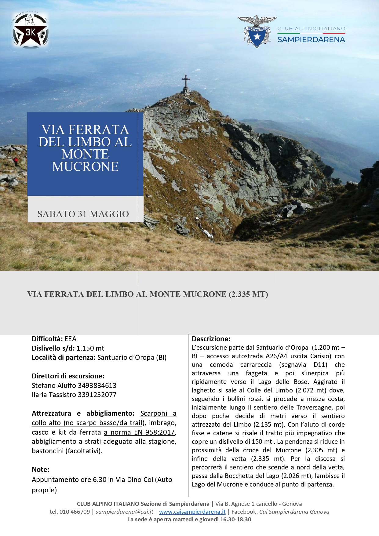 Sabato 31 Maggio – STAR3K – Via ferrata del Limbo al Monte Mucrone