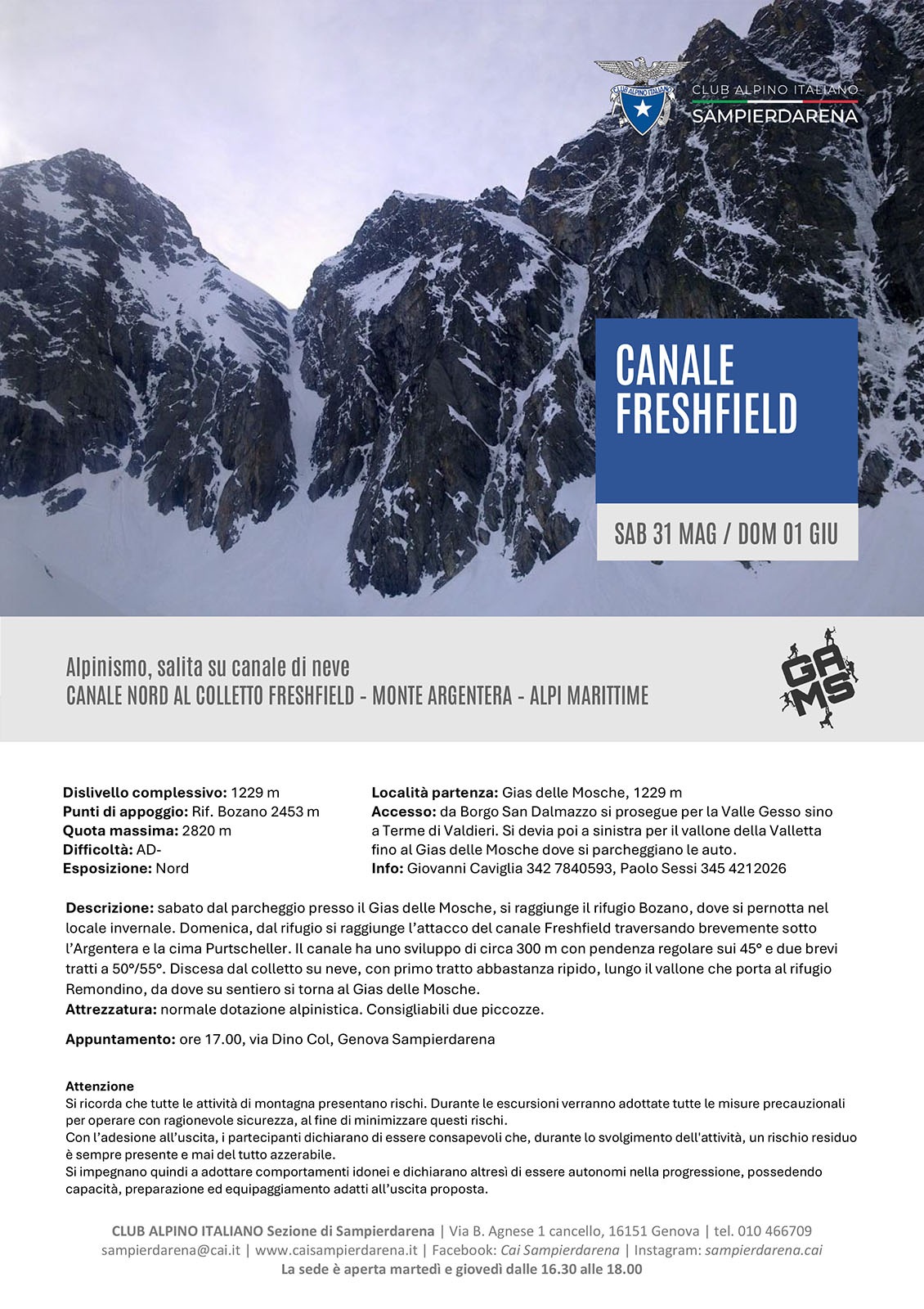 Sabato 31 Maggio / Domenica 1 Giugno – GAMS – Canale Freshfield