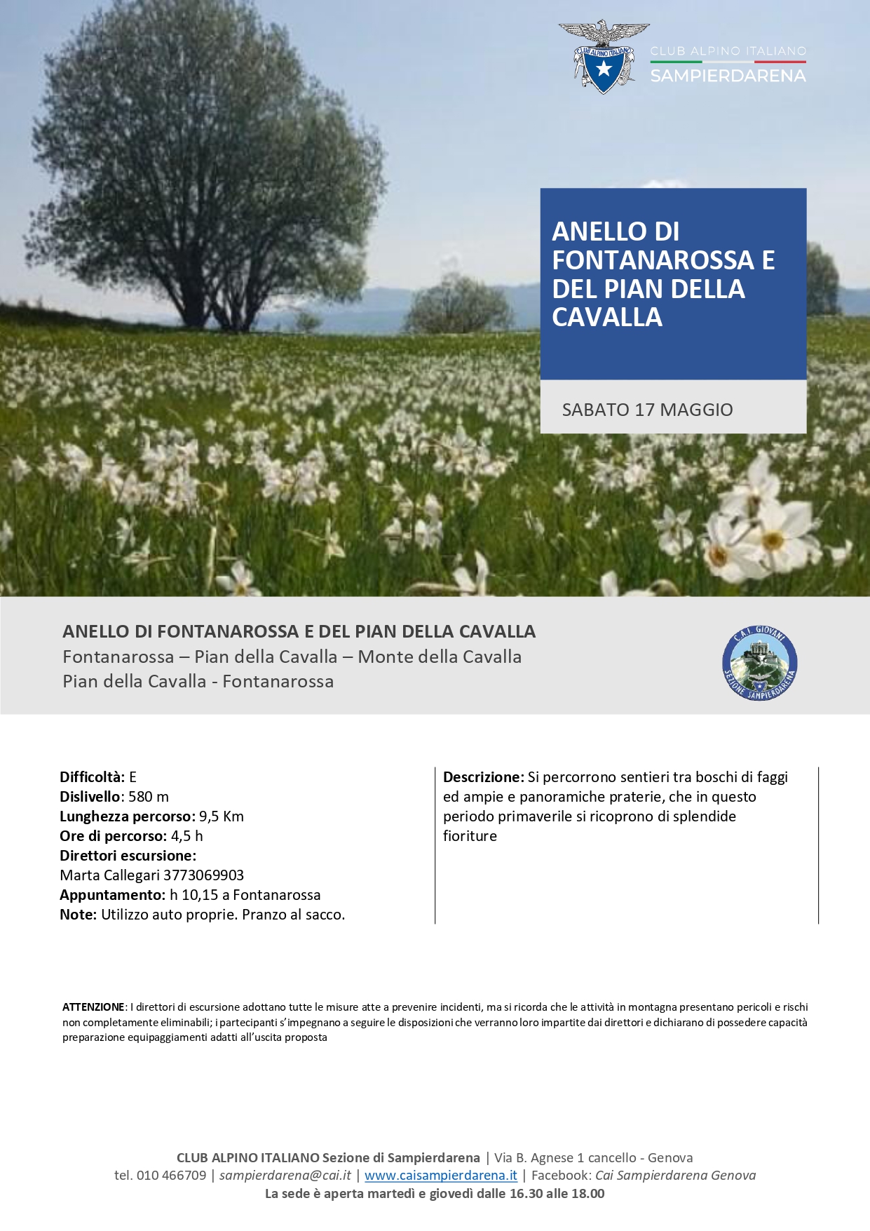 Sabato 17 Maggio – CAI Giovani – Anello di Fontanarossa e del Pian della Cavalla