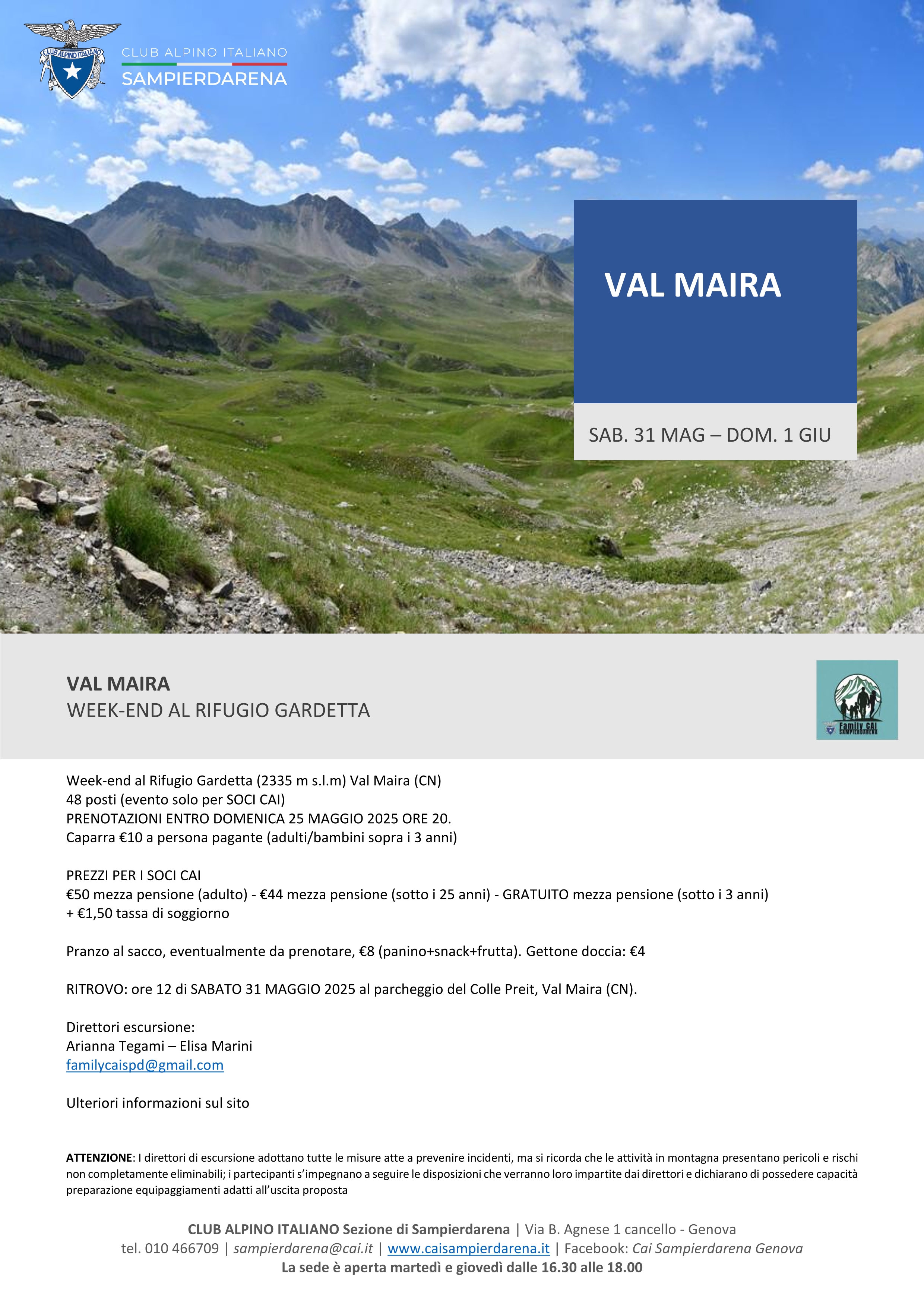31 Maggio – 1 Giugno – CAI Family – Weekend al Rifugio Gardetta